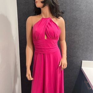 Size 10 Evan Picone dress. Hot pink. Gold plated, neck line strapless back.